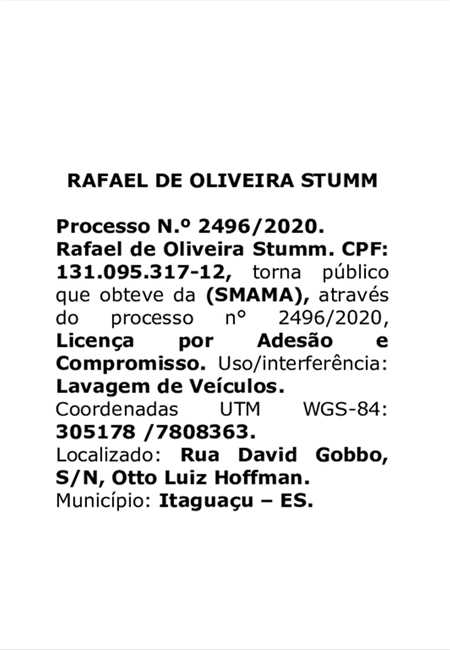 Licença Ambiental Obtida - RAFAEL DE OLIVEIRA STUMM
